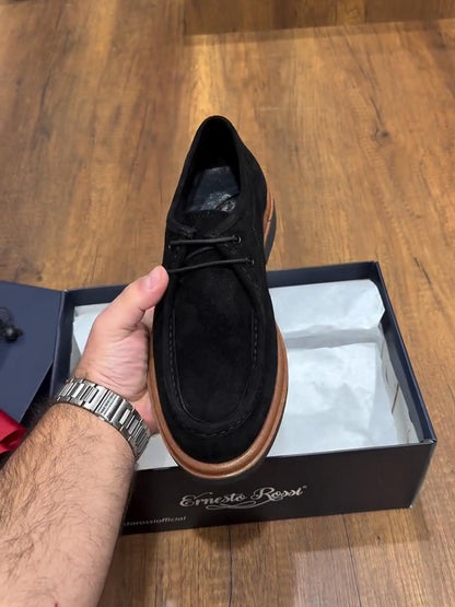 Handmade Suede Lace-Up Monk Style Shoes