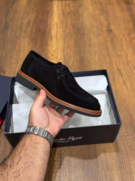 Handmade Suede Lace-Up Monk Style Shoes