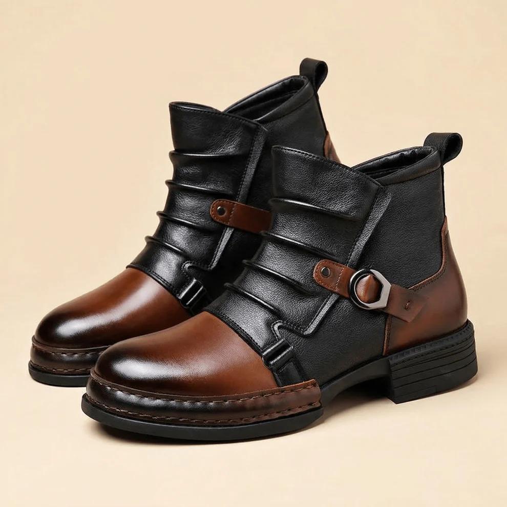Men's Retro Ankle Boots Fashion Casual Zipper Platform Comfortable Shoes
