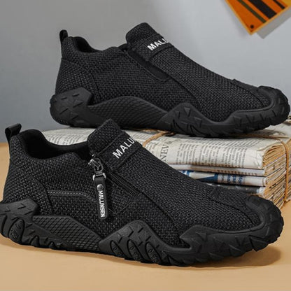 Men’s Breathable Slip-On Casual Shoes with Zipper and Soft Sole