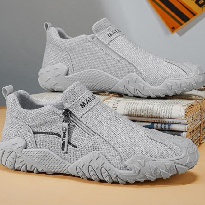 Men’s Breathable Slip-On Casual Shoes with Zipper and Soft Sole