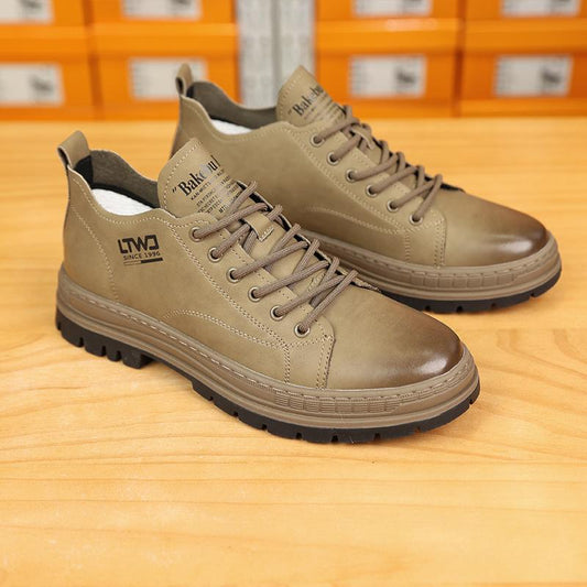 Outdoor Mid-Top Chunky Sole Non-Slip Leather Shoes
