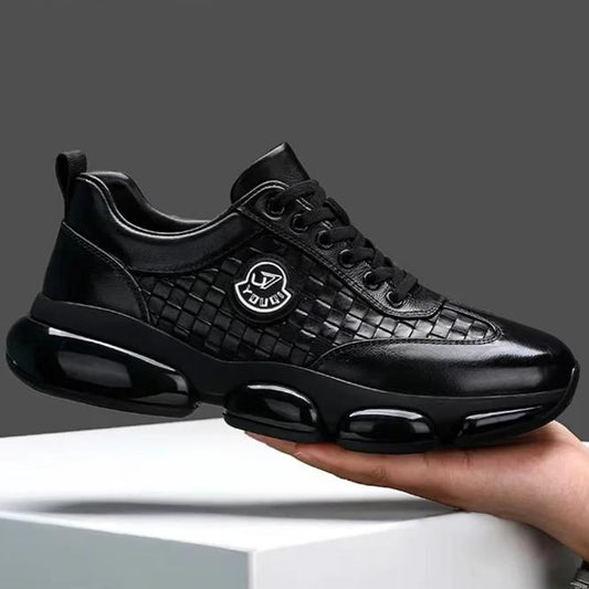 Woven Cowhide Fashion Sneakers Casual Shoes