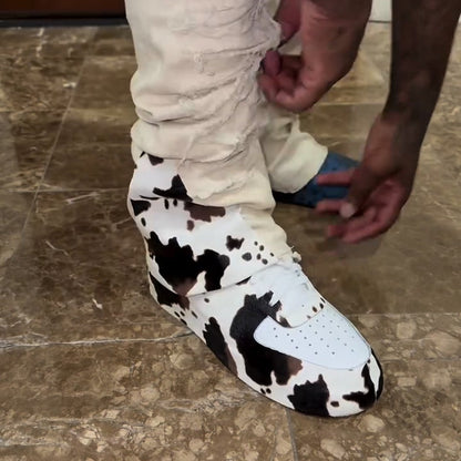 Cow-print Suede Platform Sneakers