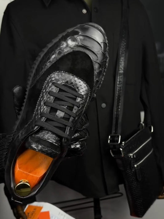 Men's Python Leather Sneakers