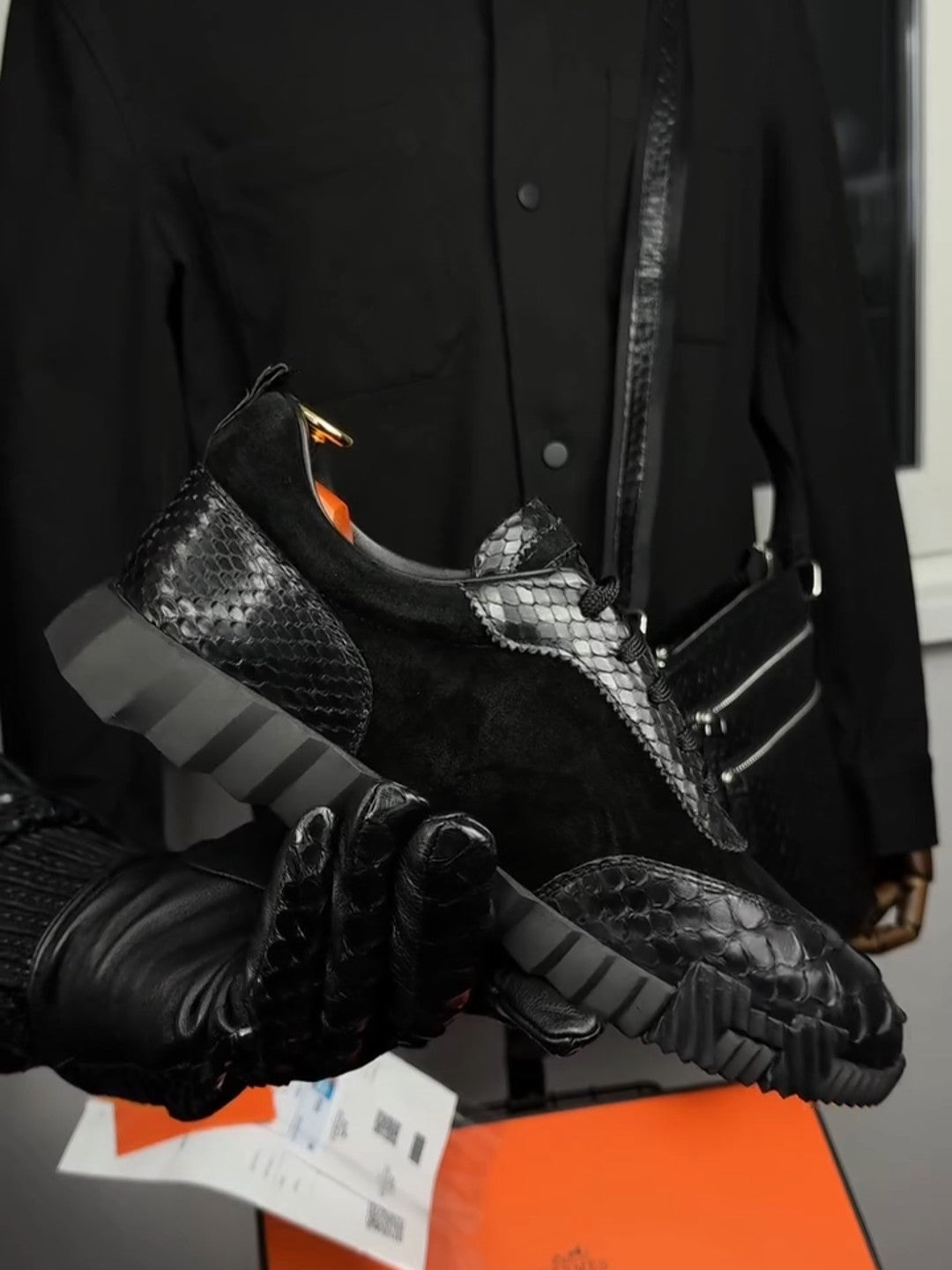 Men's Python Leather Sneakers