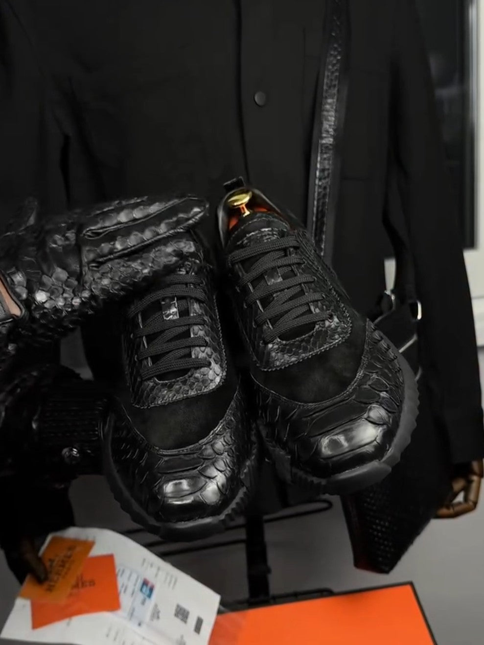 Men's Python Leather Sneakers