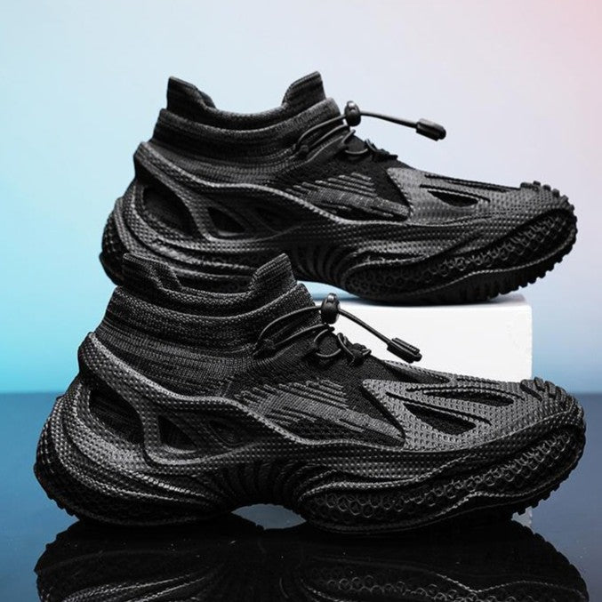 Mesh Flyknit Functional Running Sneakers with Cushioned Tire Sole