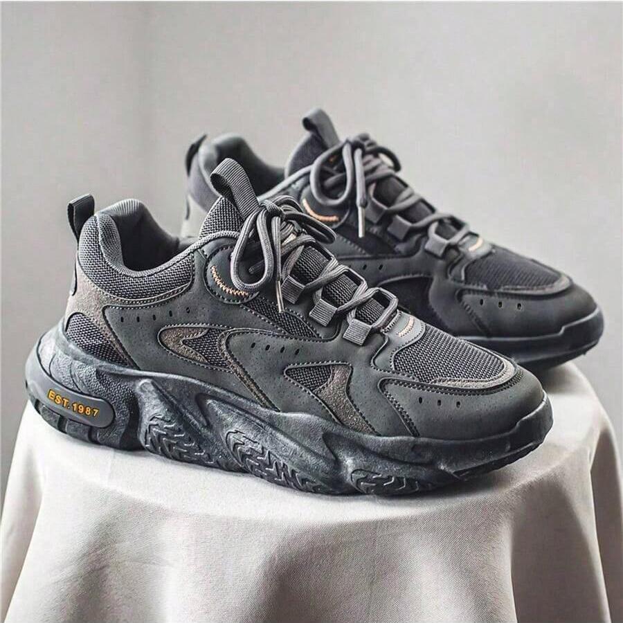 Men's Fashionable Patchwork Sporty Chunky Lace Up Low Top Sneakers