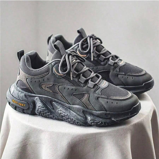 Men's Fashionable Patchwork Sporty Chunky Lace Up Low Top Sneakers
