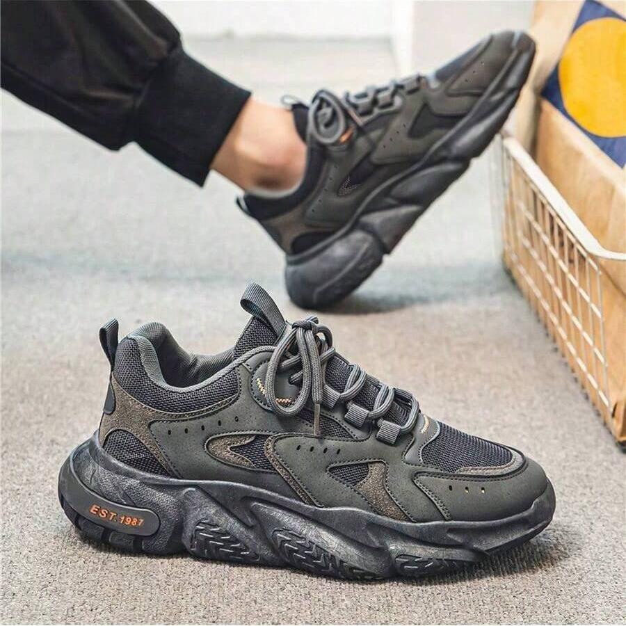 Men's Fashionable Patchwork Sporty Chunky Lace Up Low Top Sneakers