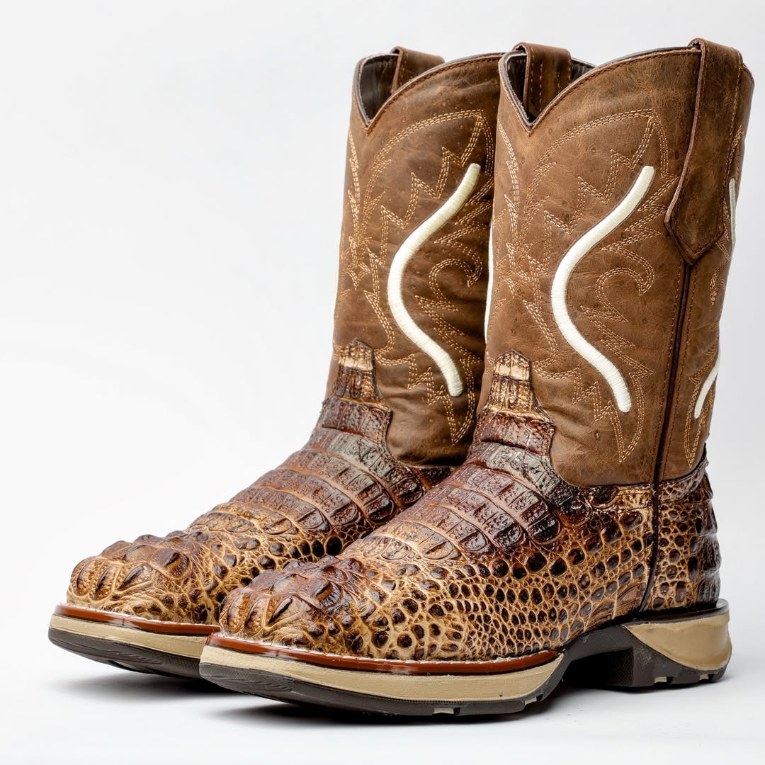 Two Tone Orix Caiman Neck Leather Boots With 3D Lightweight Sole - Composite Toe