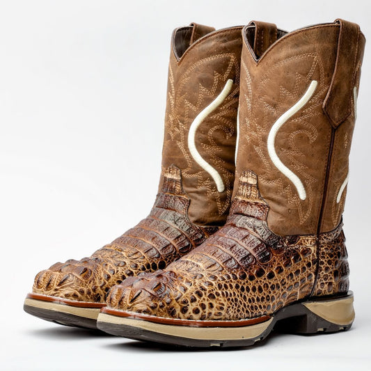 Two Tone Orix Caiman Neck Leather Boots With 3D Lightweight Sole - Composite Toe