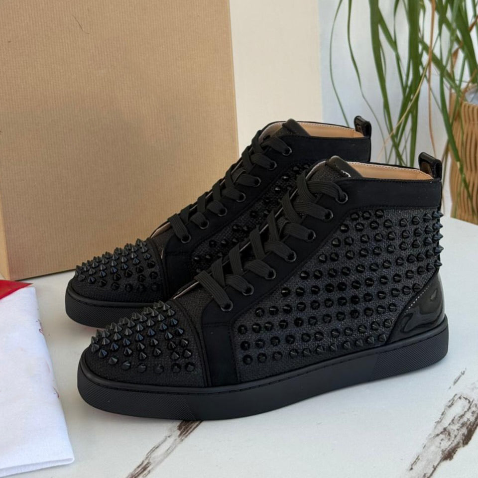 Calf leather and spikes high-top Sneakers
