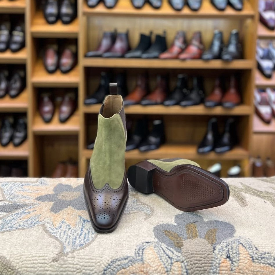 Handmade Suede & Leather Patchwork Chelsea Boots