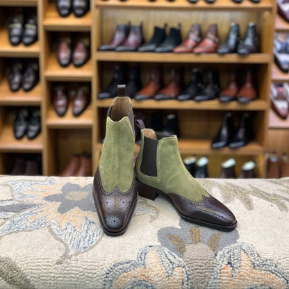 Handmade Suede & Leather Patchwork Chelsea Boots