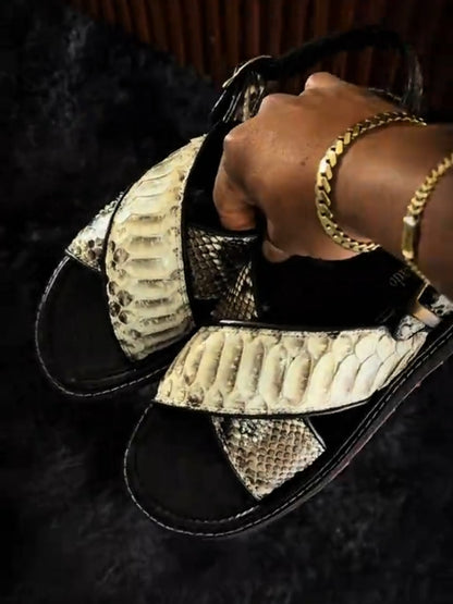 Cross Sandal Snake Print