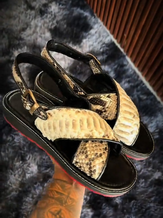 Cross Sandal Snake Print