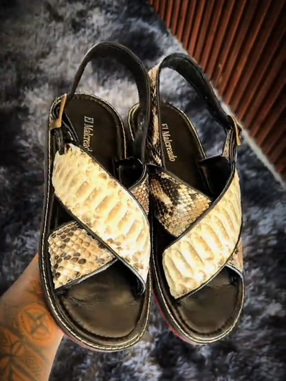 Cross Sandal Snake Print