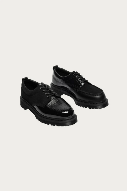 Handmade Black Multi Leather Shoes