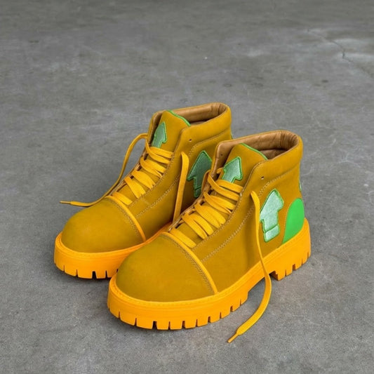 Chunky Platform High-Top Booster Work Boots