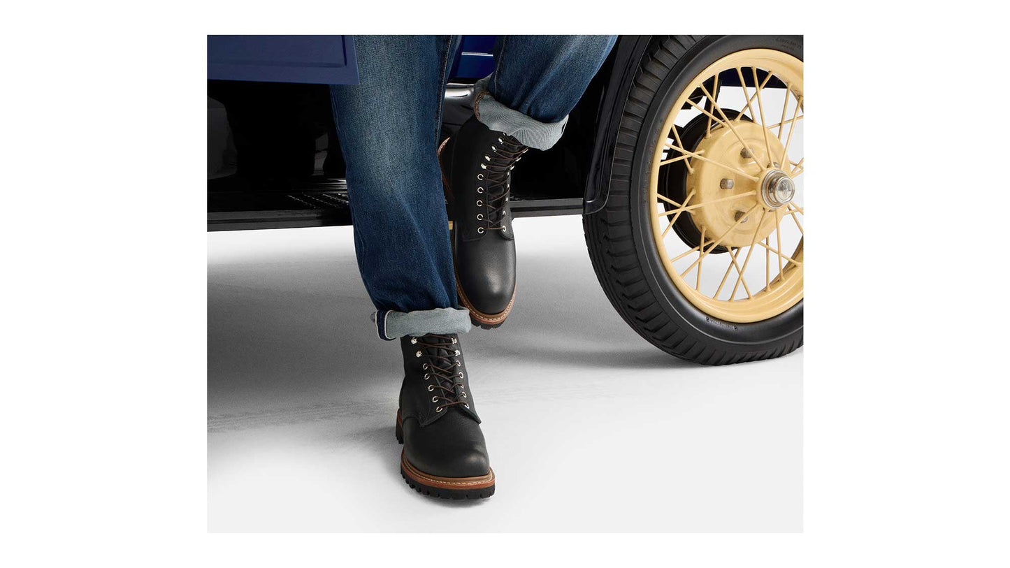 Handcrafted Leather Lace-Up Work Boots with High-Traction Anti-Slip Sole