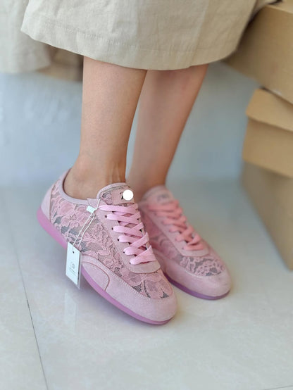 Mesh Cutout Lace Soft Sole Casual Flats