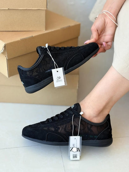 Mesh Cutout Lace Soft Sole Casual Flats