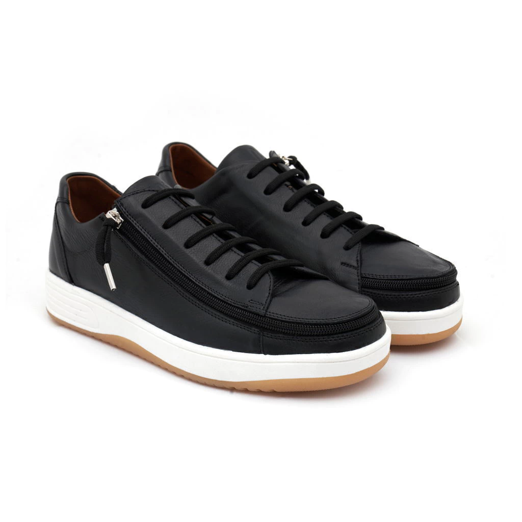 Easy-On Side Zipper Lace-Up Sneakers