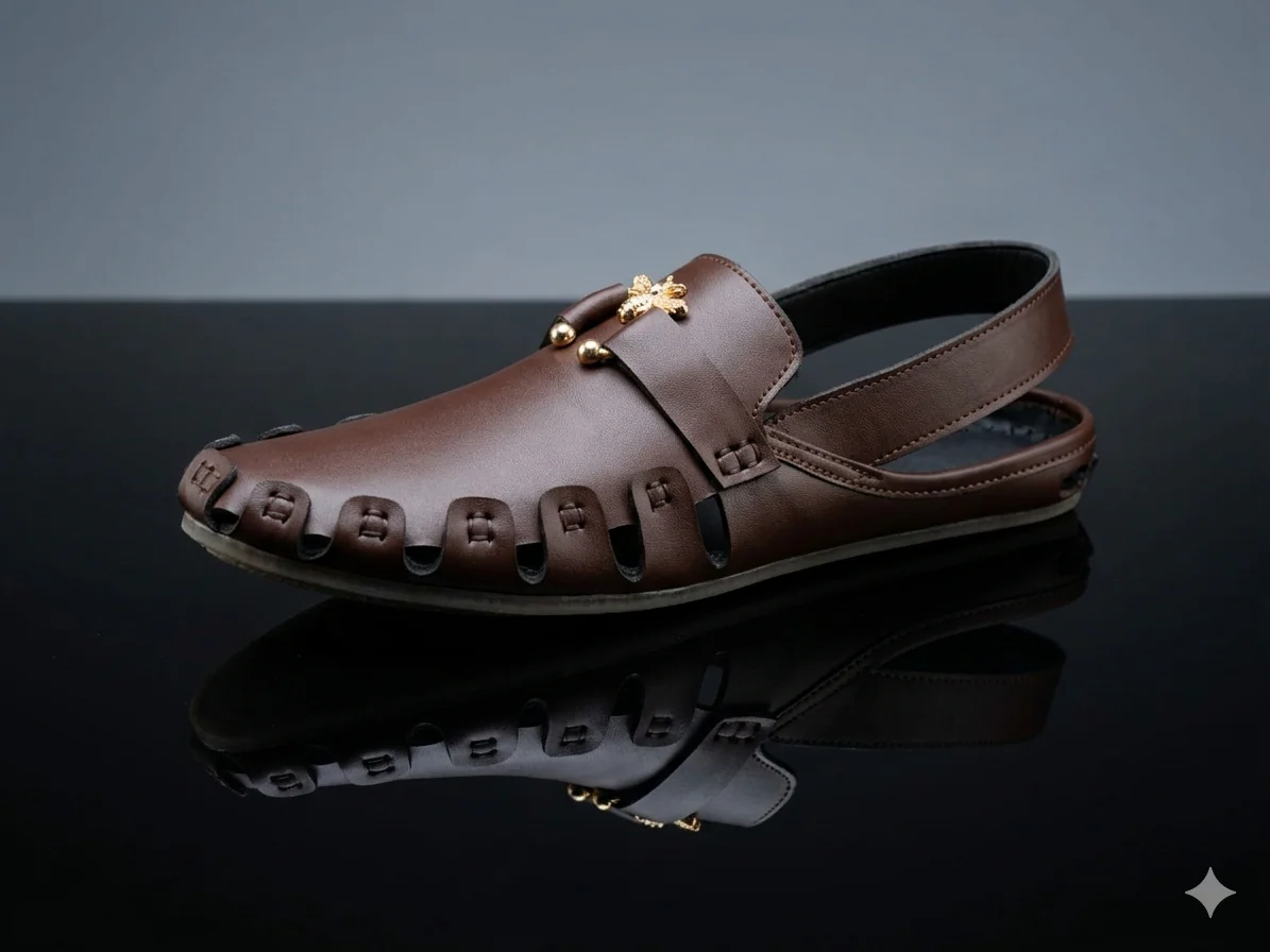 Vintage Bee Charm Leather Mule Sandals