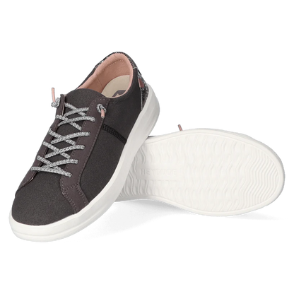 Black Flat Sneakers with Snakeskin Heel Detail