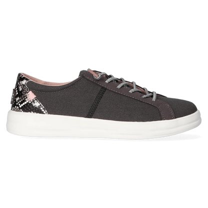 Black Flat Sneakers with Snakeskin Heel Detail