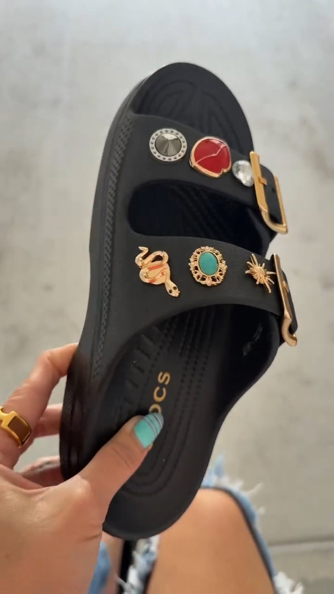 Boho Charm Double Buckle Slides