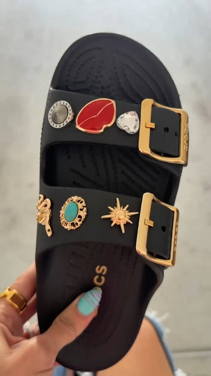 Boho Charm Double Buckle Slides