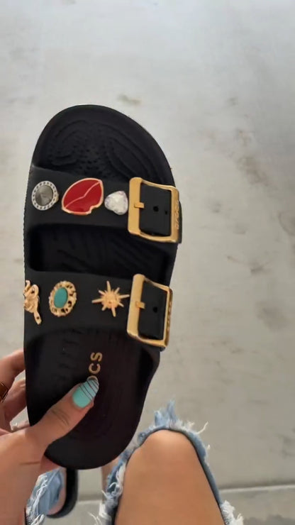 Boho Charm Double Buckle Slides