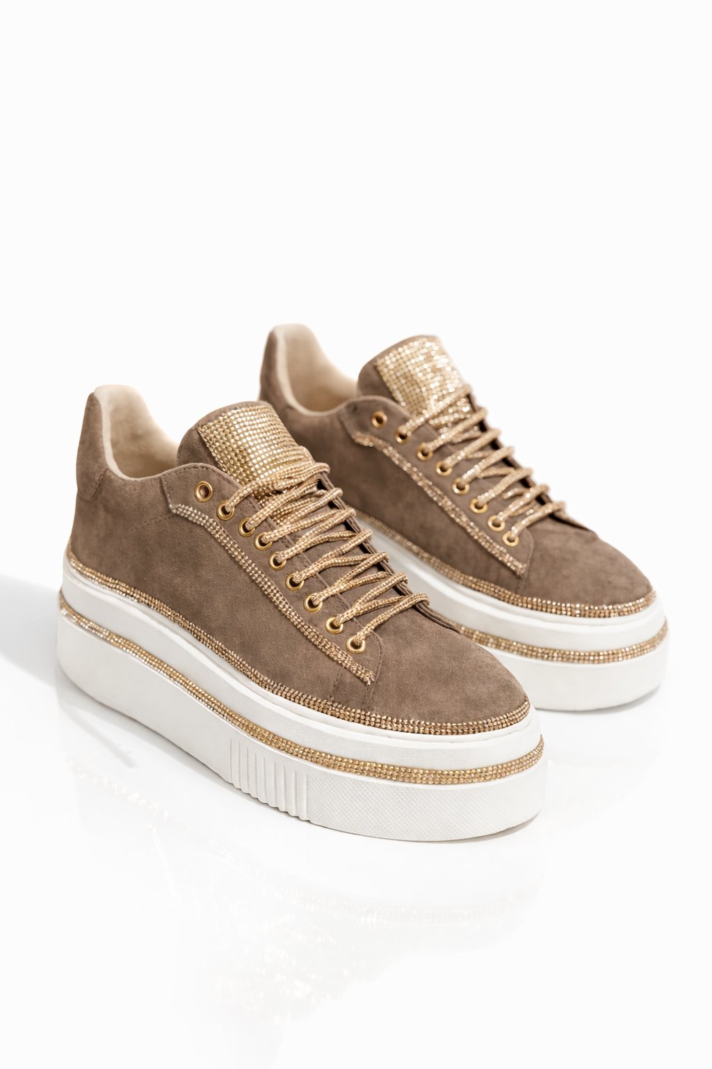 Sparkling Diamond Chips Suede Sneakers