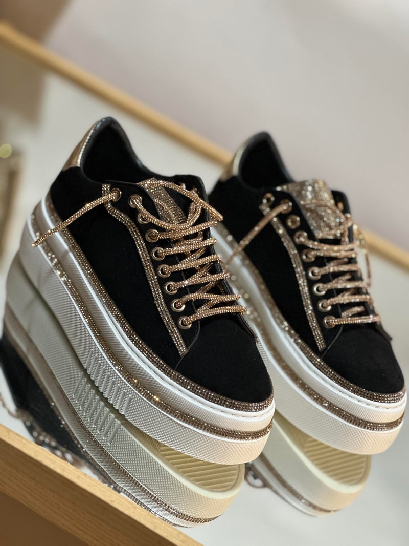 Sparkling Diamond Chips Suede Sneakers
