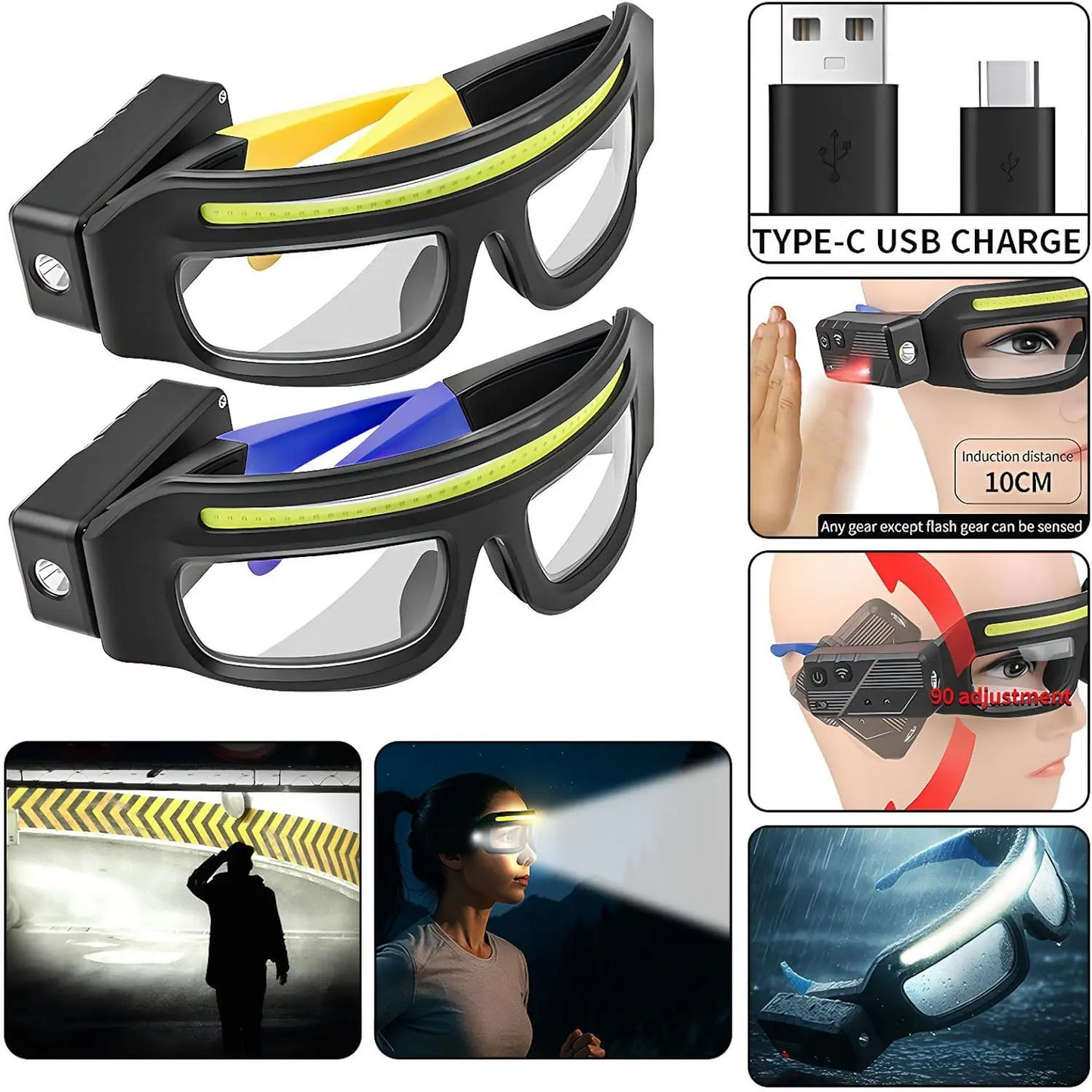 Hands-Free Motion Sensor LED Glasses