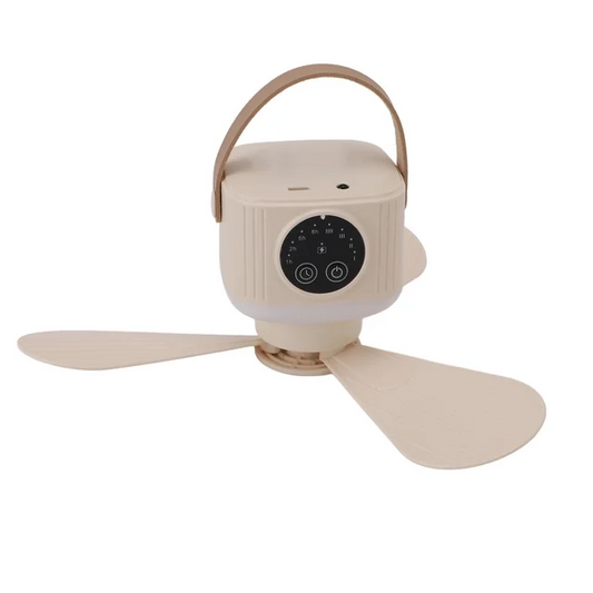 USB Ceiling Fan, Timing Function Quiet Camping Ceiling Fan 7200mAh Battery with Light for Bed for Tent