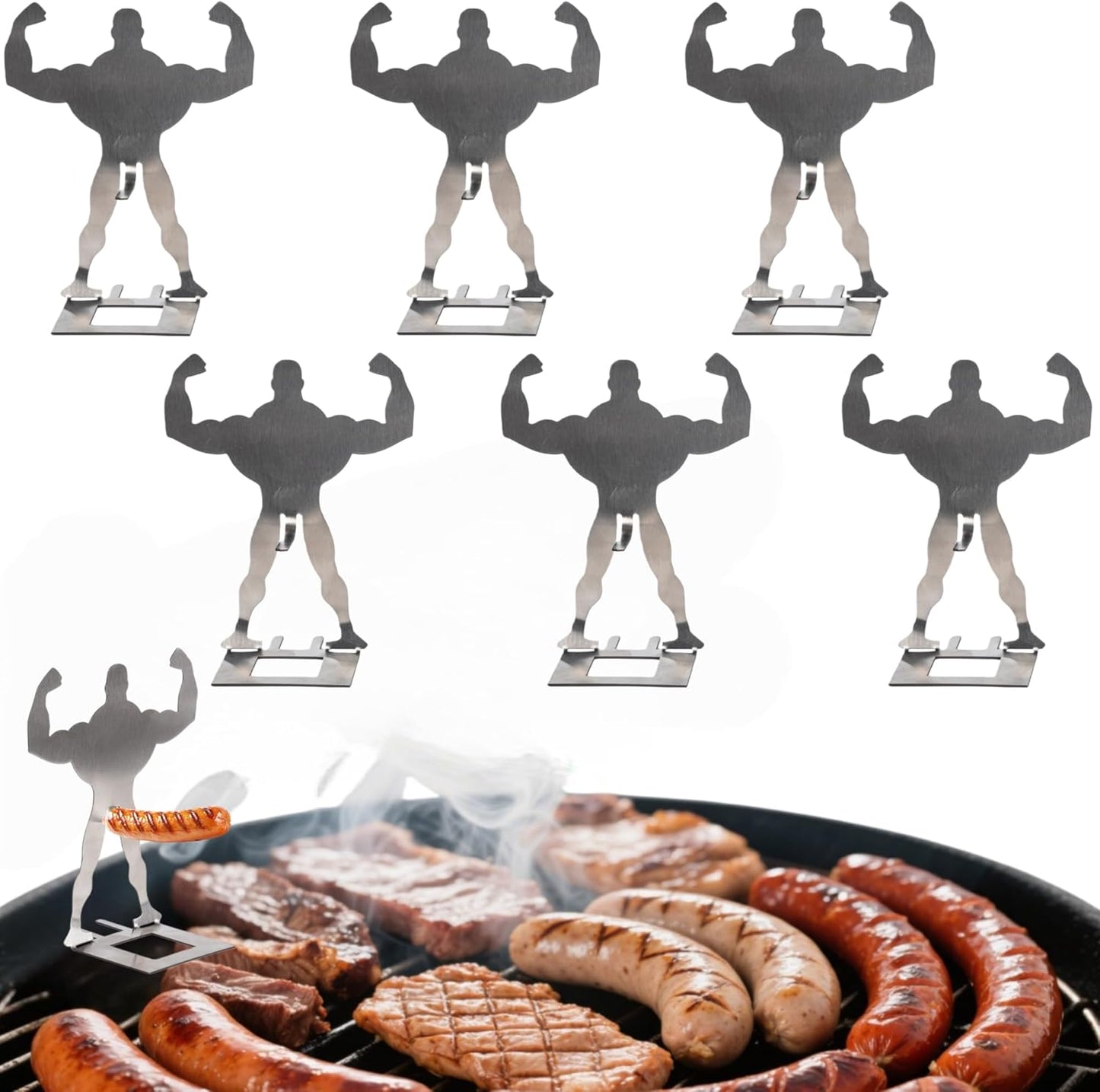 Stainless Steel Muscle Man Hot Dog Holder - Fun BBQ Accessory