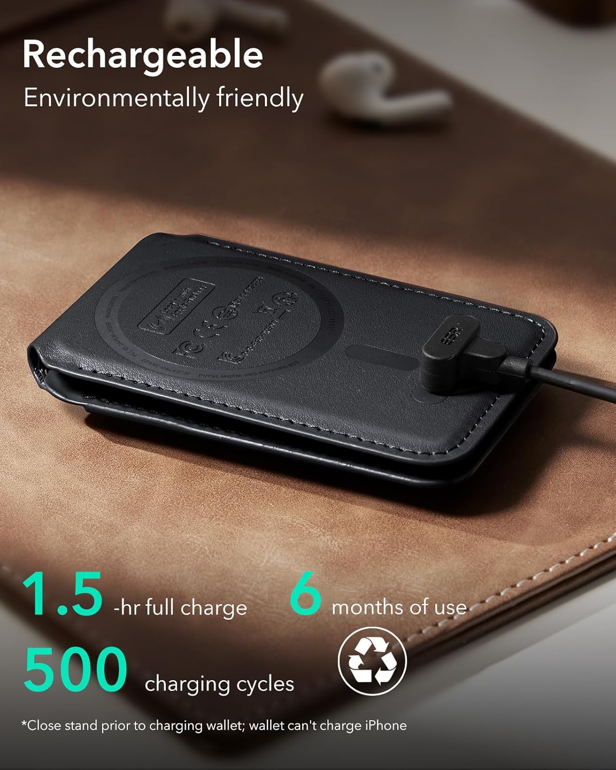 Geo for Magsafe Wallet with Full Find My Functionality,5 Card Holder Stand Grip for Phone Case, RFID Blocking