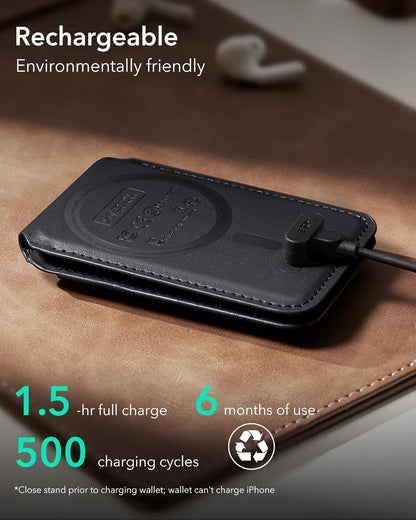 Geo for Magsafe Wallet with Full Find My Functionality,5 Card Holder Stand Grip for Phone Case, RFID Blocking