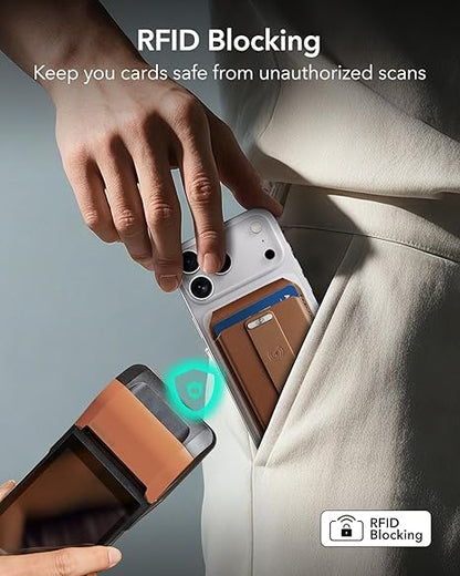 Geo for Magsafe Wallet with Full Find My Functionality,5 Card Holder Stand Grip for Phone Case, RFID Blocking