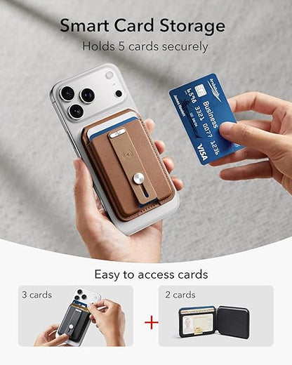 Geo for Magsafe Wallet with Full Find My Functionality,5 Card Holder Stand Grip for Phone Case, RFID Blocking
