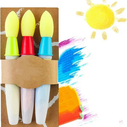 3-Pack Washable Sidewalk Chalk Paint Brushes Set