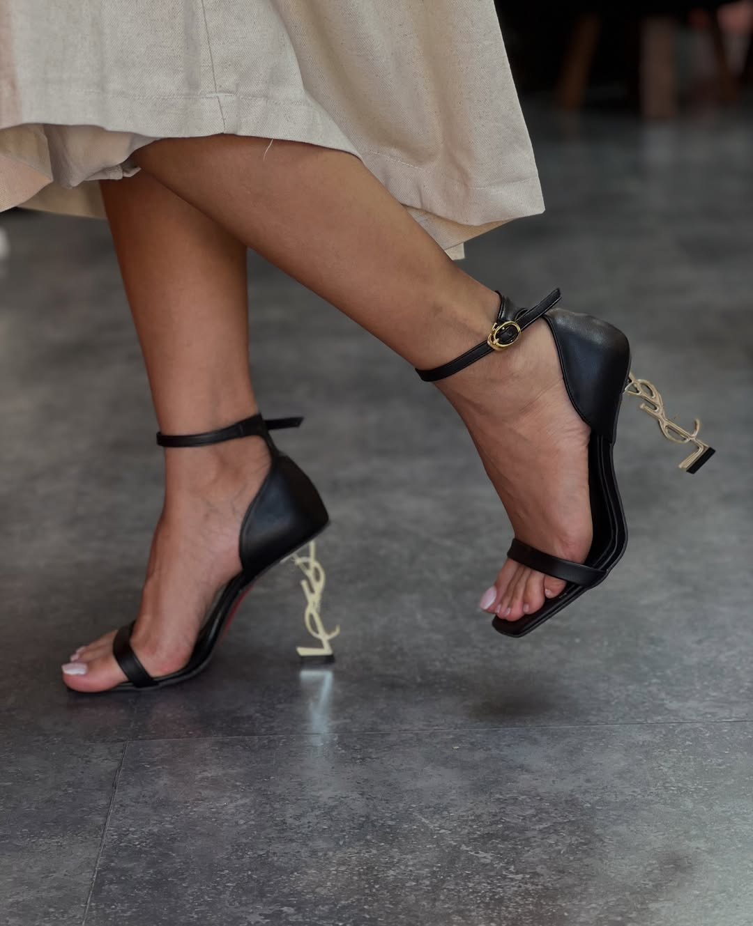 Square Toe Letter Heel Stiletto Pumps
