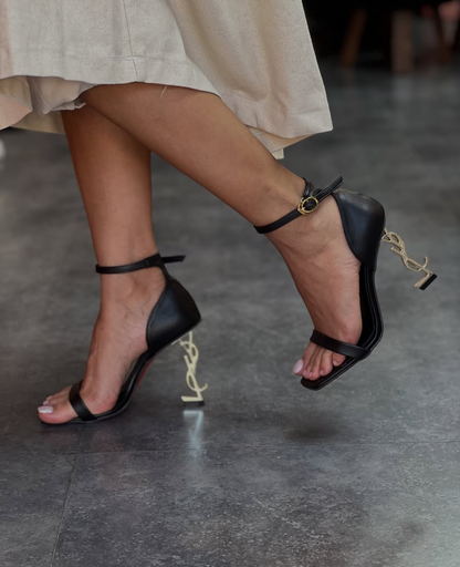 Square Toe Letter Heel Stiletto Pumps