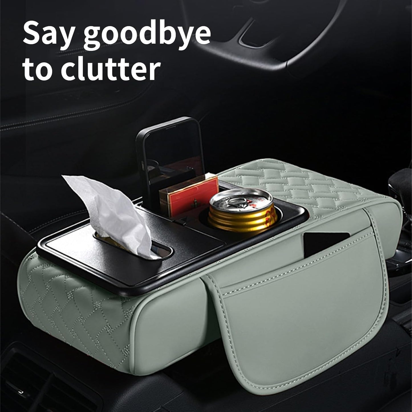 Leather Car Armrest Organizer