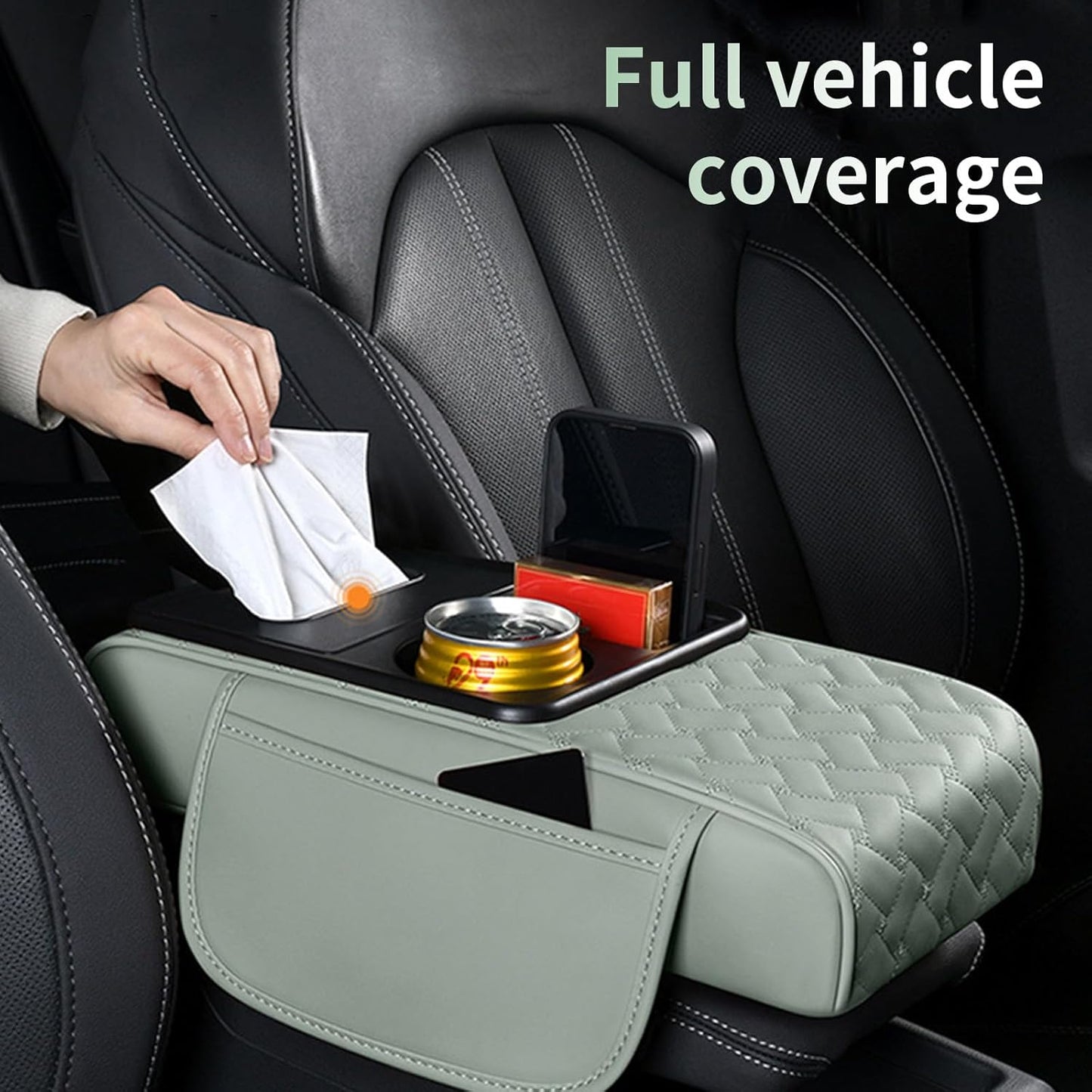 Leather Car Armrest Organizer