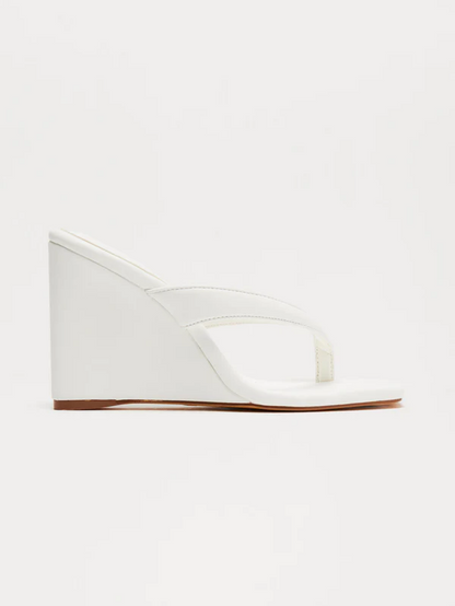 Square Toe Thong Wedge Sandals